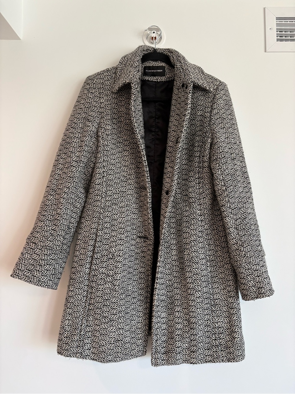 Fairweather Womens Black & White Tweed Coat - Classic Winter Jacket